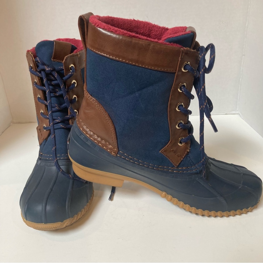 Tommy Hilfiger Womens  Blue W  Brown Trim Roberta Duck Boots Size 7